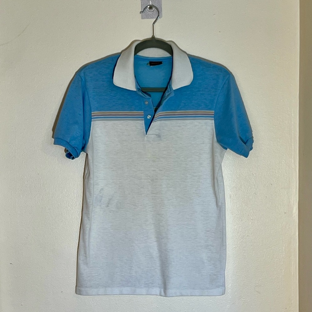 Vintage Wrangler Blue and White Polo Shirt